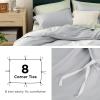 imageBedsure Striped Duvet Cover Queen Size  MoistureWicking Eucalyptus Lyocell Cotton ampamp Linen Hybrid Comforter Cover Set with Bowknot Ties Closure  GentleSoft ampamp Breathable Bedding Set  Seaweed Green06  Silver Grey No Comforter
