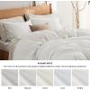 imageBedsure Striped Duvet Cover Queen Size  MoistureWicking Eucalyptus Lyocell Cotton ampamp Linen Hybrid Comforter Cover Set with Bowknot Ties Closure  GentleSoft ampamp Breathable Bedding Set  Seaweed Green06  Off White No Comforter