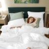 imageBedsure Striped Duvet Cover Queen Size  MoistureWicking Eucalyptus Lyocell Cotton ampamp Linen Hybrid Comforter Cover Set with Bowknot Ties Closure  GentleSoft ampamp Breathable Bedding Set  Seaweed Green01  Bright White No Comforter
