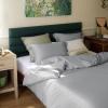 imageBedsure Striped Duvet Cover Queen Size  MoistureWicking Eucalyptus Lyocell Cotton ampamp Linen Hybrid Comforter Cover Set with Bowknot Ties Closure  GentleSoft ampamp Breathable Bedding Set  Seaweed Green06  Silver Grey No Comforter