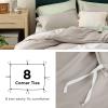 imageBedsure Striped Duvet Cover Queen Size  MoistureWicking Eucalyptus Lyocell Cotton ampamp Linen Hybrid Comforter Cover Set with Bowknot Ties Closure  GentleSoft ampamp Breathable Bedding Set  Seaweed Green03  Sand No Comforter
