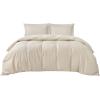 imageBedsure Striped Duvet Cover Queen Size  MoistureWicking Eucalyptus Lyocell Cotton ampamp Linen Hybrid Comforter Cover Set with Bowknot Ties Closure  GentleSoft ampamp Breathable Bedding Set  Seaweed Green04  Beige No Comforter