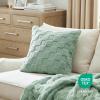 imageBedsure Throw Pillow Covers  Pack of 2 18x18 Pillow Cover Soft Cozy Fluffy Checkered Design Home Decor for Sofa Couch Bed White01sage Green