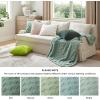 imageBedsure Throw Pillow Covers  Pack of 2 18x18 Pillow Cover Soft Cozy Fluffy Checkered Design Home Decor for Sofa Couch Bed White01sage Green