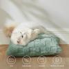 imageBedsure Throw Pillow Covers  Pack of 2 18x18 Pillow Cover Soft Cozy Fluffy Checkered Design Home Decor for Sofa Couch Bed White01sage Green