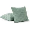 imageBedsure Throw Pillow Covers  Pack of 2 18x18 Pillow Cover Soft Cozy Fluffy Checkered Design Home Decor for Sofa Couch Bed White01sage Green