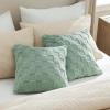 imageBedsure Throw Pillow Covers  Pack of 2 18x18 Pillow Cover Soft Cozy Fluffy Checkered Design Home Decor for Sofa Couch Bed White01sage Green