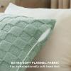 imageBedsure Throw Pillow Covers  Pack of 2 18x18 Pillow Cover Soft Cozy Fluffy Checkered Design Home Decor for Sofa Couch Bed White01sage Green