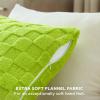 imageBedsure Throw Pillow Covers  Pack of 2 18x18 Pillow Cover Soft Cozy Fluffy Checkered Design Home Decor for Sofa Couch Bed White02lime Green