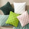 imageBedsure Throw Pillow Covers  Pack of 2 18x18 Pillow Cover Soft Cozy Fluffy Checkered Design Home Decor for Sofa Couch Bed White02lime Green