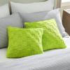 imageBedsure Throw Pillow Covers  Pack of 2 18x18 Pillow Cover Soft Cozy Fluffy Checkered Design Home Decor for Sofa Couch Bed White02lime Green