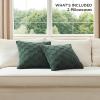 imageBedsure Throw Pillow Covers  Pack of 2 18x18 Pillow Cover Soft Cozy Fluffy Checkered Design Home Decor for Sofa Couch Bed White03mallard Green