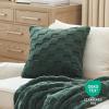 imageBedsure Throw Pillow Covers  Pack of 2 18x18 Pillow Cover Soft Cozy Fluffy Checkered Design Home Decor for Sofa Couch Bed White03mallard Green