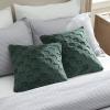 imageBedsure Throw Pillow Covers  Pack of 2 18x18 Pillow Cover Soft Cozy Fluffy Checkered Design Home Decor for Sofa Couch Bed White03mallard Green