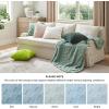 imageBedsure Throw Pillow Covers  Pack of 2 18x18 Pillow Cover Soft Cozy Fluffy Checkered Design Home Decor for Sofa Couch Bed White06sea Blue