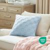 imageBedsure Throw Pillow Covers  Pack of 2 18x18 Pillow Cover Soft Cozy Fluffy Checkered Design Home Decor for Sofa Couch Bed White06sea Blue