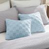 imageBedsure Throw Pillow Covers  Pack of 2 18x18 Pillow Cover Soft Cozy Fluffy Checkered Design Home Decor for Sofa Couch Bed White06sea Blue