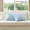 imageBedsure Throw Pillow Covers  Pack of 2 18x18 Pillow Cover Soft Cozy Fluffy Checkered Design Home Decor for Sofa Couch Bed White06sea Blue