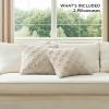 imageBedsure Throw Pillow Covers  Pack of 2 18x18 Pillow Cover Soft Cozy Fluffy Checkered Design Home Decor for Sofa Couch Bed White13light Brown