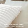 imageBedsure Throw Pillow Covers  Pack of 2 18x18 Pillow Cover Soft Cozy Fluffy Striped Design Home Decor for Sofa Couch Bed Linen01off White