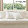 imageBedsure Throw Pillow Covers  Pack of 2 18x18 Pillow Cover Soft Cozy Fluffy Striped Design Home Decor for Sofa Couch Bed Linen01off White