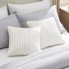 imageBedsure Throw Pillow Covers  Pack of 2 18x18 Pillow Cover Soft Cozy Fluffy Striped Design Home Decor for Sofa Couch Bed Linen01off White