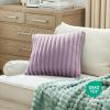imageBedsure Throw Pillow Covers  Pack of 2 18x18 Pillow Cover Soft Cozy Fluffy Striped Design Home Decor for Sofa Couch Bed Linen05light Purple