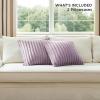 imageBedsure Throw Pillow Covers  Pack of 2 18x18 Pillow Cover Soft Cozy Fluffy Striped Design Home Decor for Sofa Couch Bed Linen05light Purple