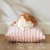 imageBedsure Throw Pillow Covers  Pack of 2 18x18 Pillow Cover Soft Cozy Fluffy Striped Design Home Decor for Sofa Couch Bed Linen07crystal Pink