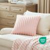 imageBedsure Throw Pillow Covers  Pack of 2 18x18 Pillow Cover Soft Cozy Fluffy Striped Design Home Decor for Sofa Couch Bed Linen07crystal Pink