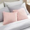 imageBedsure Throw Pillow Covers  Pack of 2 18x18 Pillow Cover Soft Cozy Fluffy Striped Design Home Decor for Sofa Couch Bed Linen07crystal Pink