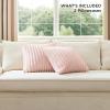 imageBedsure Throw Pillow Covers  Pack of 2 18x18 Pillow Cover Soft Cozy Fluffy Striped Design Home Decor for Sofa Couch Bed Linen07crystal Pink