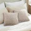 imageBedsure Throw Pillow Covers  Pack of 2 18x18 Pillow Cover Soft Cozy Fluffy Striped Design Home Decor for Sofa Couch Bed Linen08linen