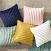 imageBedsure Throw Pillow Covers  Pack of 2 18x18 Pillow Cover Soft Cozy Fluffy Striped Design Home Decor for Sofa Couch Bed Linen08linen