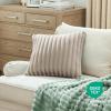 imageBedsure Throw Pillow Covers  Pack of 2 18x18 Pillow Cover Soft Cozy Fluffy Striped Design Home Decor for Sofa Couch Bed Linen08linen