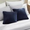 imageBedsure Throw Pillow Covers  Pack of 2 18x18 Pillow Cover Soft Cozy Fluffy Striped Design Home Decor for Sofa Couch Bed Linen10blue