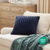 imageBedsure Throw Pillow Covers  Pack of 2 18x18 Pillow Cover Soft Cozy Fluffy Striped Design Home Decor for Sofa Couch Bed Linen10blue