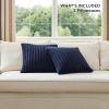 imageBedsure Throw Pillow Covers  Pack of 2 18x18 Pillow Cover Soft Cozy Fluffy Striped Design Home Decor for Sofa Couch Bed Linen10blue