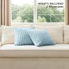 imageBedsure Throw Pillow Covers  Pack of 2 18x18 Pillow Cover Soft Cozy Fluffy Striped Design Home Decor for Sofa Couch Bed Linen12light Blue