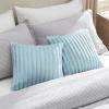 imageBedsure Throw Pillow Covers  Pack of 2 18x18 Pillow Cover Soft Cozy Fluffy Striped Design Home Decor for Sofa Couch Bed Linen12light Blue