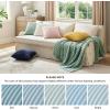 imageBedsure Throw Pillow Covers  Pack of 2 18x18 Pillow Cover Soft Cozy Fluffy Striped Design Home Decor for Sofa Couch Bed Linen12light Blue