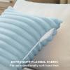 imageBedsure Throw Pillow Covers  Pack of 2 18x18 Pillow Cover Soft Cozy Fluffy Striped Design Home Decor for Sofa Couch Bed Linen12light Blue