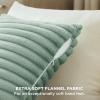 imageBedsure Throw Pillow Covers  Pack of 2 18x18 Pillow Cover Soft Cozy Fluffy Striped Design Home Decor for Sofa Couch Bed Linen14green
