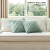 imageBedsure Throw Pillow Covers  Pack of 2 18x18 Pillow Cover Soft Cozy Fluffy Striped Design Home Decor for Sofa Couch Bed Linen14green