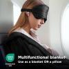 imageBedsure Travel Blanket Airplane Compact with Storage Bag Packable Blanket with Eye Mask Lightweight 2in1 Travel Essentials Functioned as Pillow for Airplane Comfort and Warmth GreyBlack