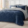 imageBedsure Twin XL Comforter Set  5 Pieces Reversible Blush Pink Bedding Twin XL Size Bed Set for All Seasons Bed in a Bag with Down Alternative Comforter Sheets Pillowcase ampamp Sham03  Navy