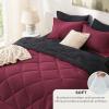 imageBedsure Twin XL Comforter Set  5 Pieces Reversible Blush Pink Bedding Twin XL Size Bed Set for All Seasons Bed in a Bag with Down Alternative Comforter Sheets Pillowcase ampamp Sham07  Burgundy  Black