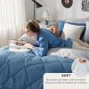 imageBedsure Twin XL Comforter Set  5 Pieces Reversible Blush Pink Bedding Twin XL Size Bed Set for All Seasons Bed in a Bag with Down Alternative Comforter Sheets Pillowcase ampamp Sham14  Slate Blue
