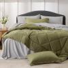 imageBedsure Twin XL Comforter Set  5 Pieces Reversible Blush Pink Bedding Twin XL Size Bed Set for All Seasons Bed in a Bag with Down Alternative Comforter Sheets Pillowcase ampamp Sham23  Light Olive Green