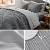 imageBedsure Twin XL Comforter Set  5 Pieces Reversible Blush Pink Bedding Twin XL Size Bed Set for All Seasons Bed in a Bag with Down Alternative Comforter Sheets Pillowcase ampamp Sham06  Dark Grey